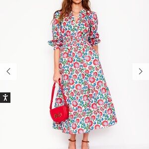 Boden Elana Tiered Cotton Midi Dress Midi Dress, Size 4